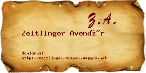 Zeitlinger Avenár névjegykártya